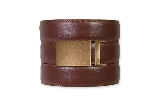 Chestnut Leather Ratchet Belt &amp; Buckle Set