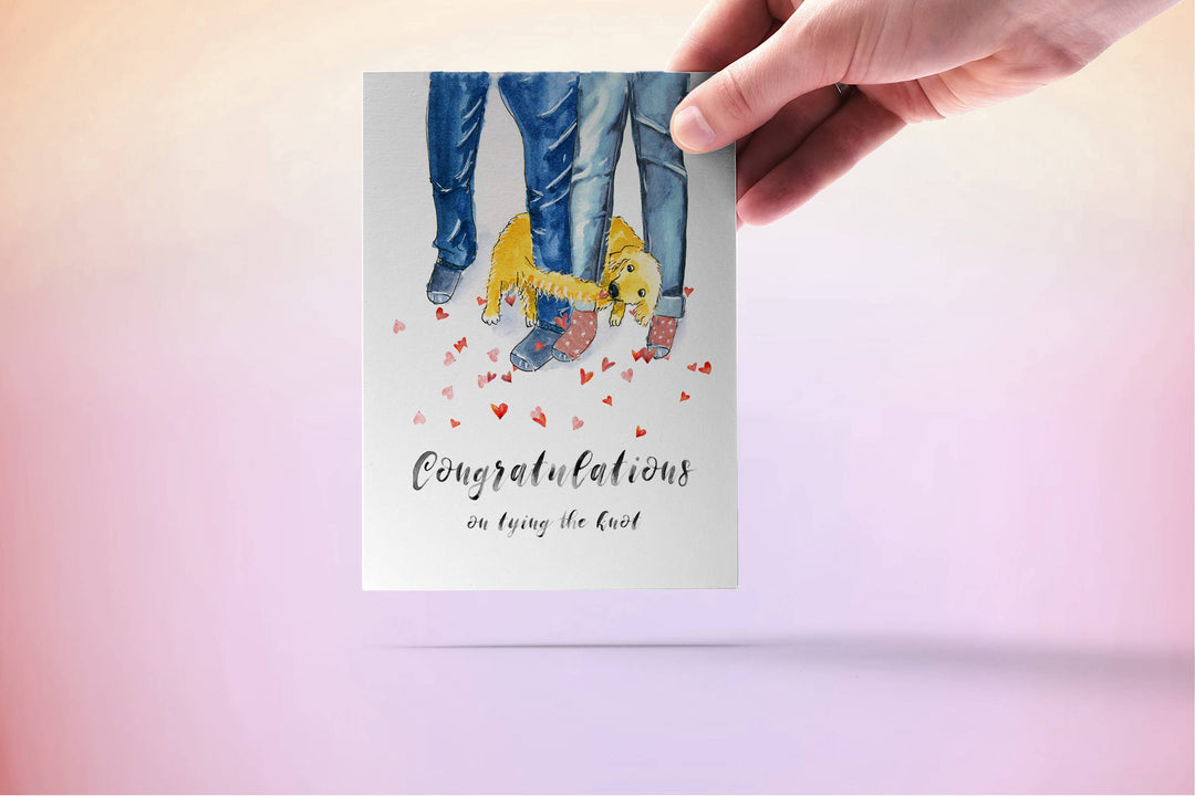 Dog Tie The Knot Funny Wedding Card