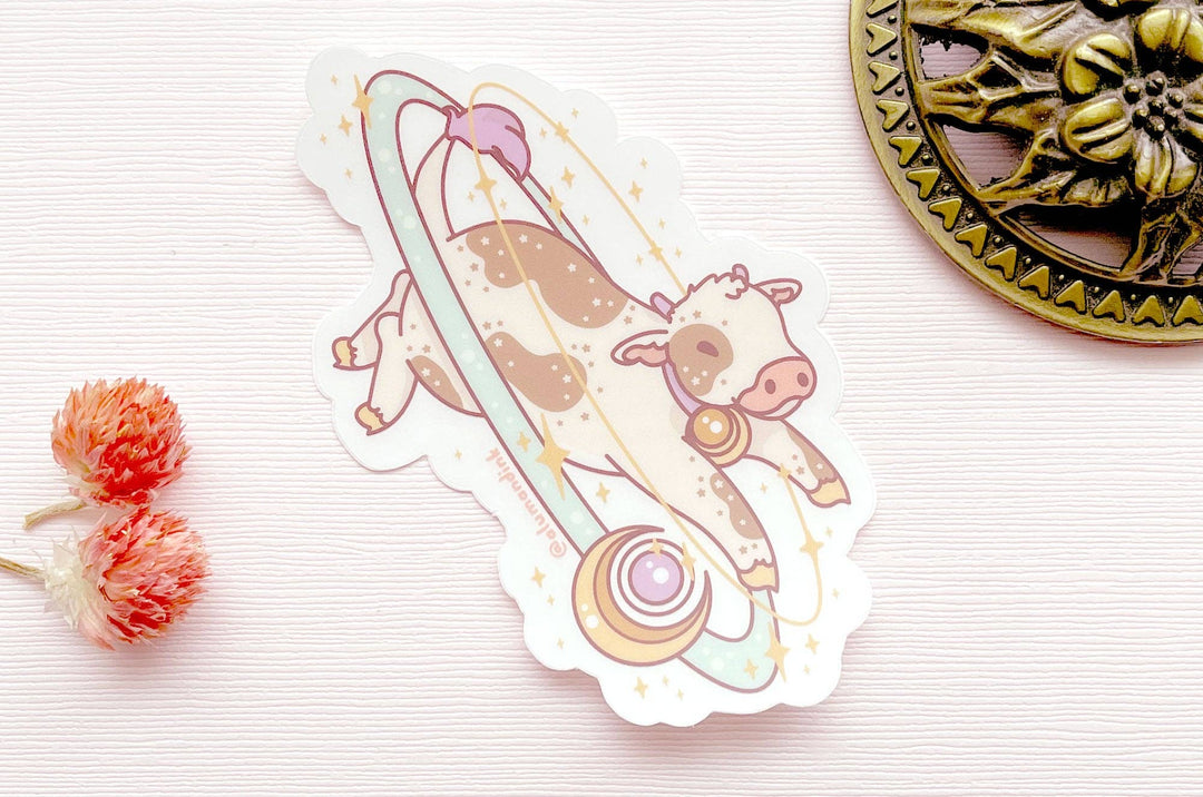 Cosmic Cow Clear Vinyl Sticker