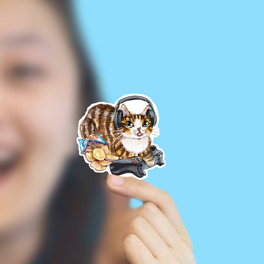 Video Gaming Cat - Nerdy Vinyl Sticker