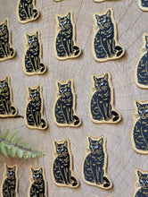 Load image into Gallery viewer, Iron-on patch | sitting black disappointed cat 2.9&quot; x 2.2&quot;
