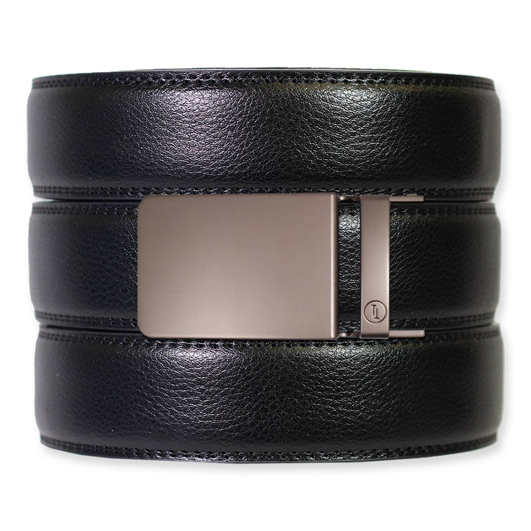 Black Leather Ratchet Belt &amp; Buckle Set