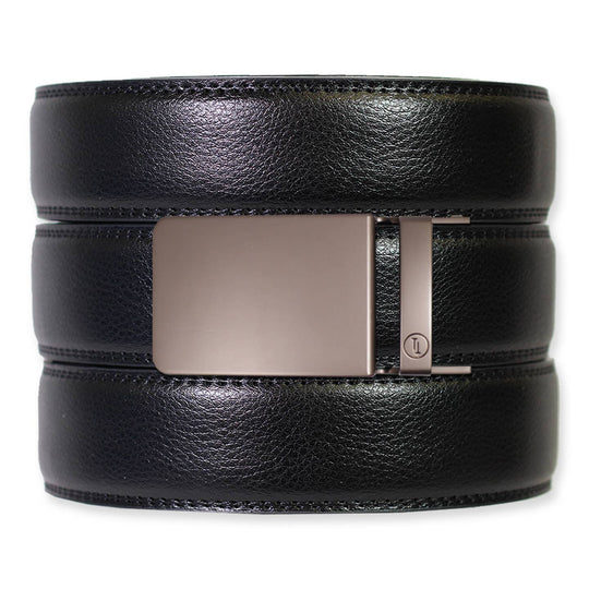 Black Leather Ratchet Belt &amp; Buckle Set
