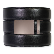 Load image into Gallery viewer, Black Leather Ratchet Belt &amp; Buckle Set
