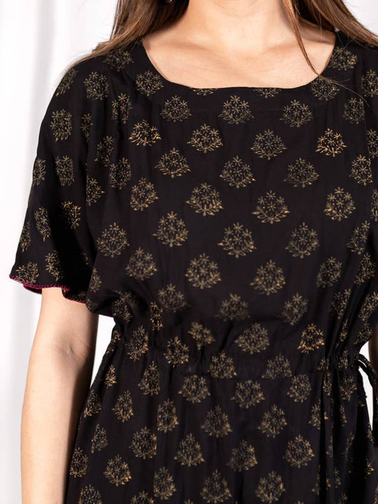 Aimee Maxi Dress Floral Stamp Black