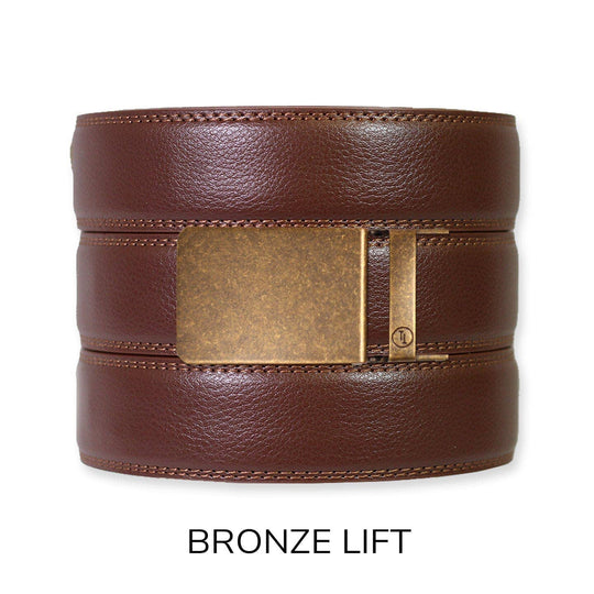 Chestnut Leather Ratchet Belt &amp; Buckle Set