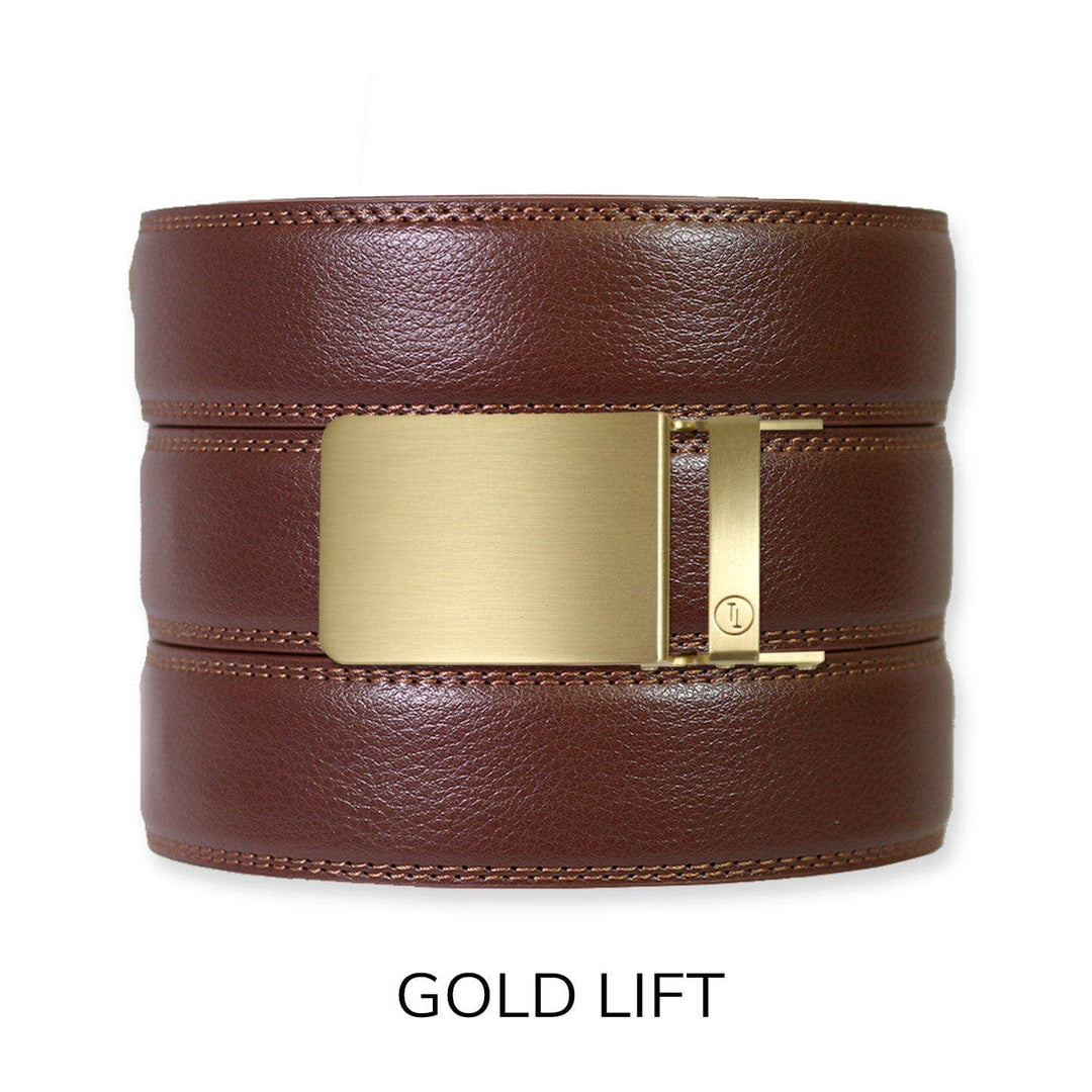 Chestnut Leather Ratchet Belt &amp; Buckle Set