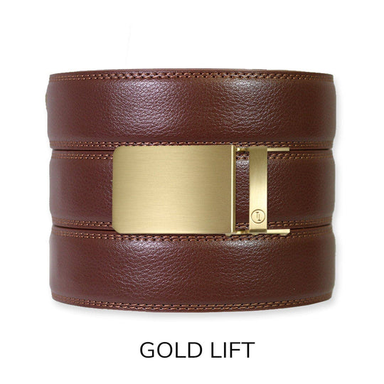 Chestnut Leather Ratchet Belt &amp; Buckle Set