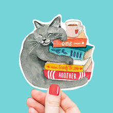 Load image into Gallery viewer, Book Lover Cat - Cute Vinyl Sticker
