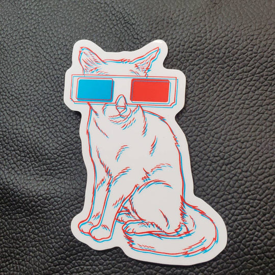 Three-dee Kittee 3" Vinyl Sticker