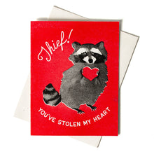 Load image into Gallery viewer, Thief! Raccoon- Risograph Card

