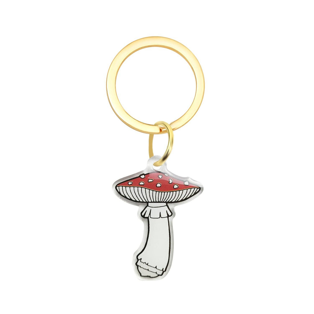 Fly Agaric Mushroom Acrylic Keychain - Fungi Shroom Garden