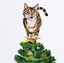 Load image into Gallery viewer, Tree Topper Cat - Funny Christmas Card
