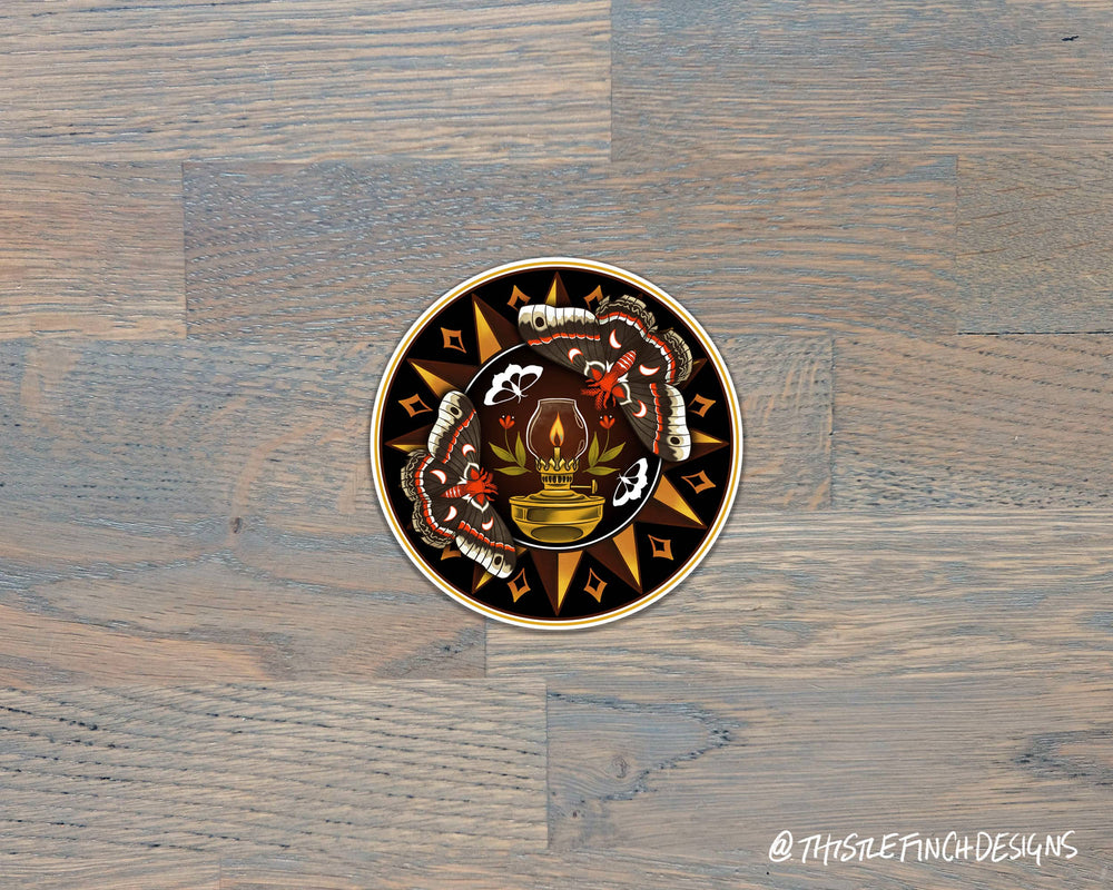 Moths to a Flame Hex Sign PA Dutch Vinyl Sticker