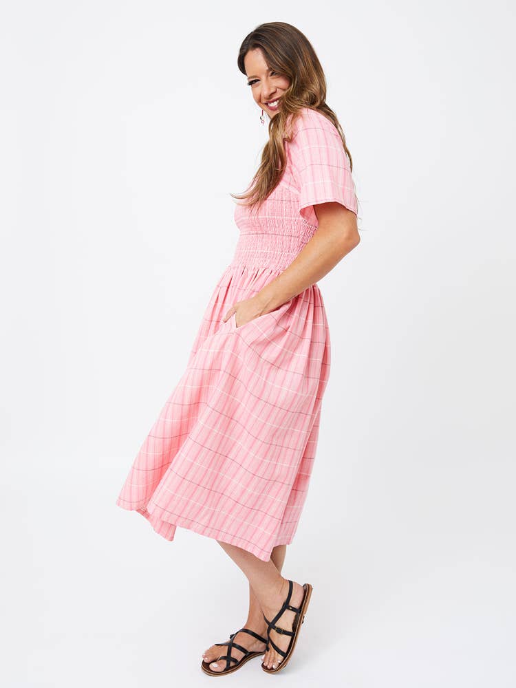 Teddy Dress Pink Plaid