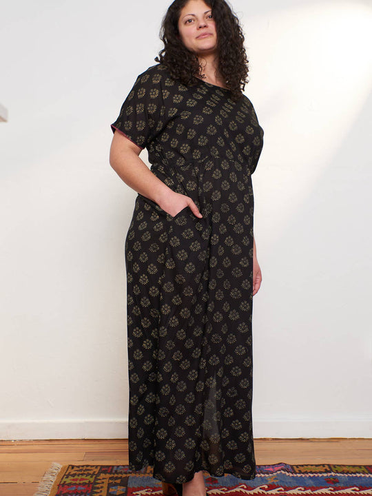 Aimee Maxi Dress Floral Stamp Black
