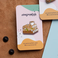 Load image into Gallery viewer, Tea and Books Enamel Pin
