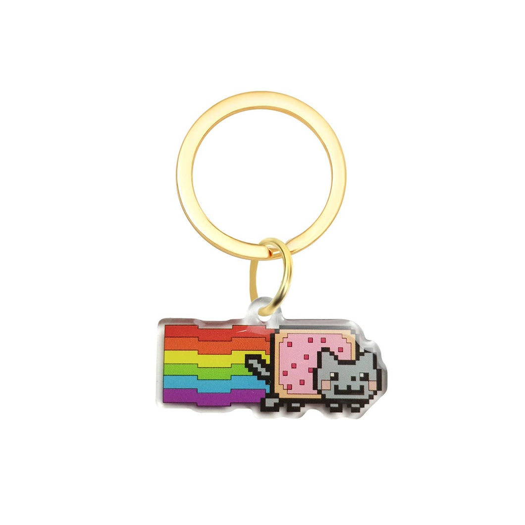 Nyan Cat Keychain - Rainbow Cat Meme Acrylic Keychain