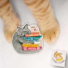 Load image into Gallery viewer, Book Lover Cat - Cute Vinyl Sticker
