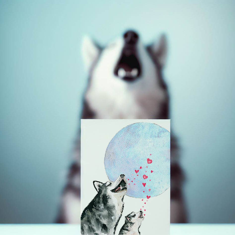 Husky Howling Moon - Funny Fathers Day Card