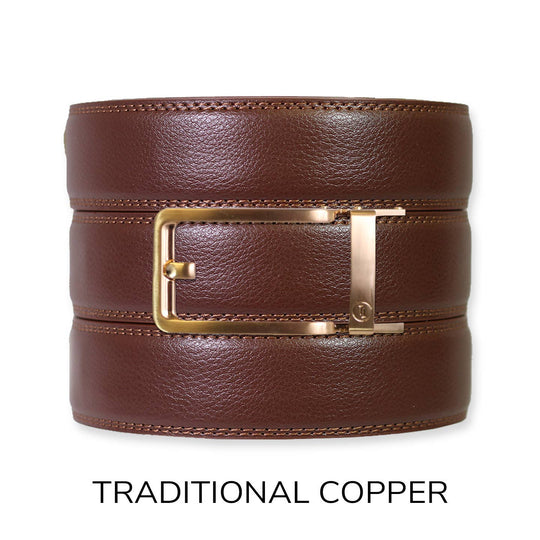 Chestnut Leather Ratchet Belt &amp; Buckle Set