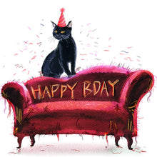 Load image into Gallery viewer, Naughty Cat Scratch Couch Birthday Card Funny
