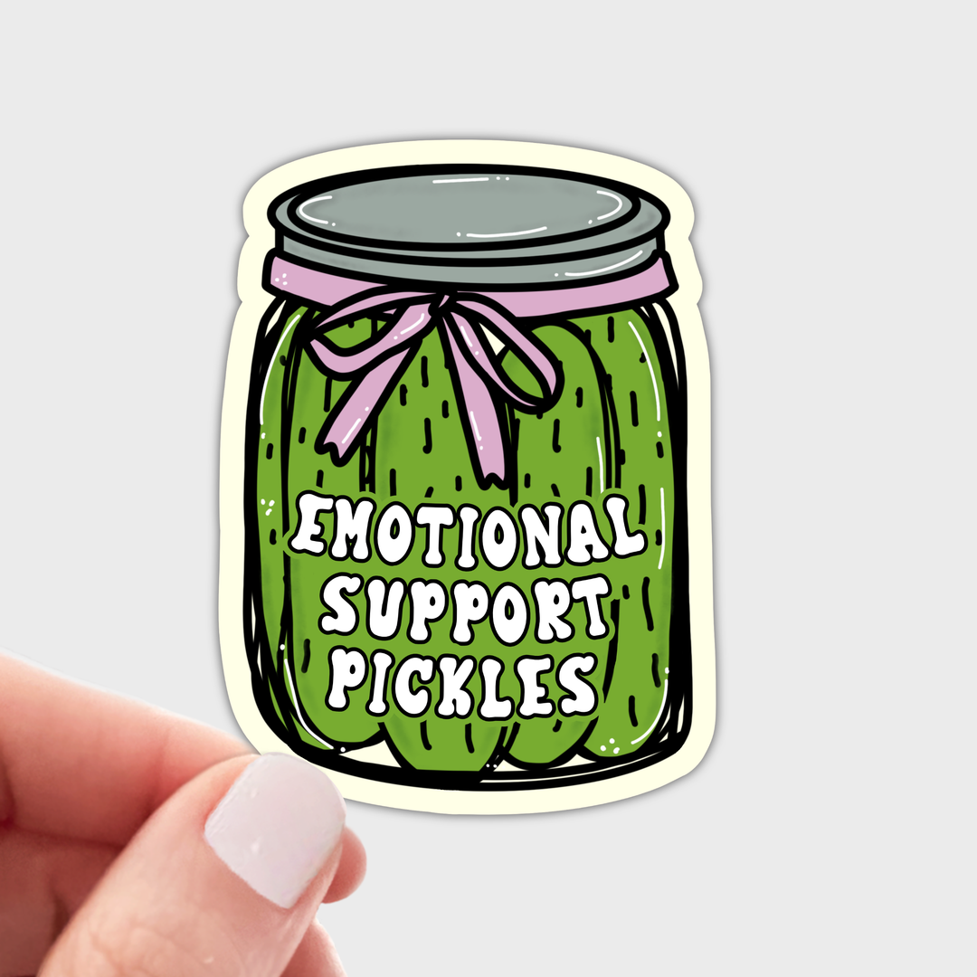 Emotional Support Pickles Sticker - coquette, funny, cute
