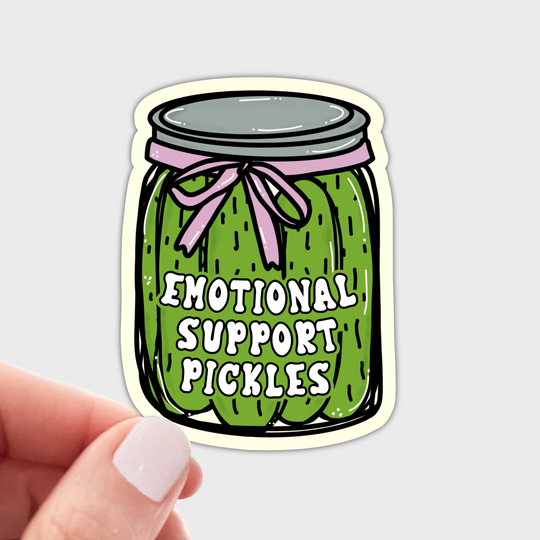 Emotional Support Pickles Sticker - coquette, funny, cute