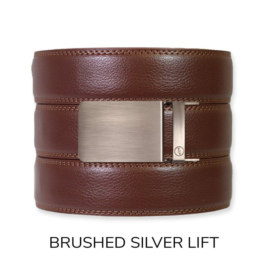 Chestnut Leather Ratchet Belt &amp; Buckle Set