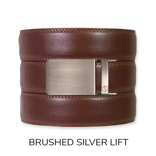Chestnut Leather Ratchet Belt &amp; Buckle Set