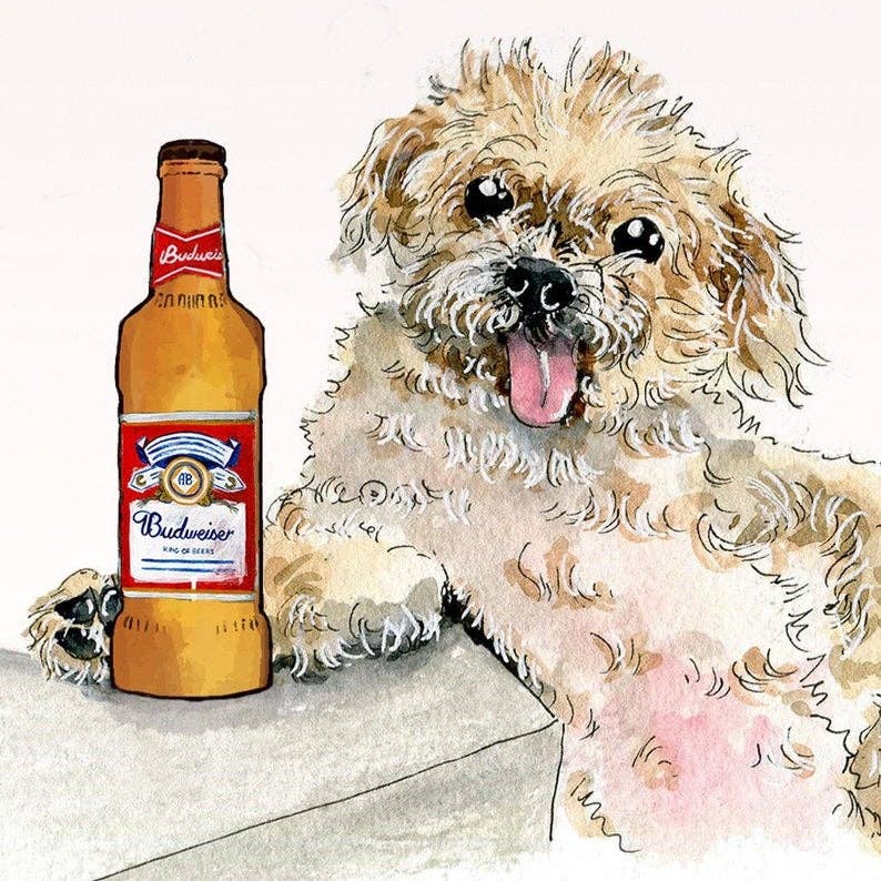 Older Budwiser Dog - Funny Birthday Card