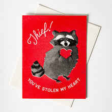 Load image into Gallery viewer, Thief! Raccoon- Risograph Card
