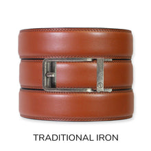 Load image into Gallery viewer, Chili Brown Leather Ratchet Belt &amp; Buckle Set

