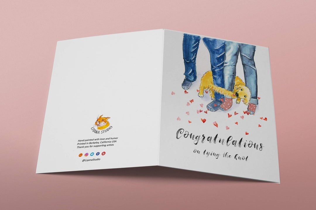 Dog Tie The Knot Funny Wedding Card