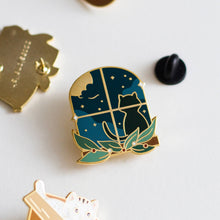 Load image into Gallery viewer, Cat Window Enamel Pin
