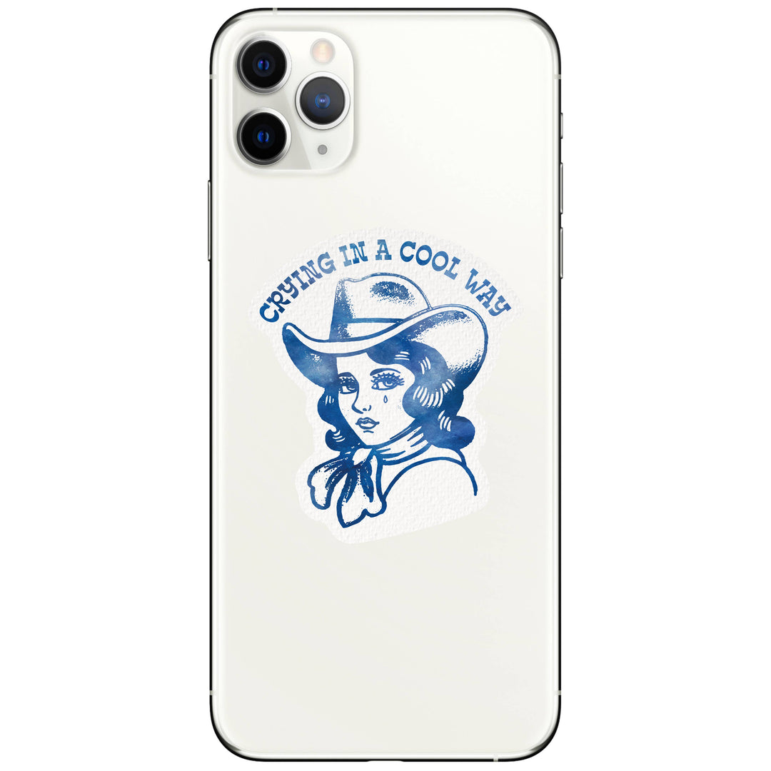 Crying Cowgirl Retro Western High Quality Vinyl Sticker