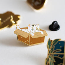 Load image into Gallery viewer, Box Cat Enamel Pin
