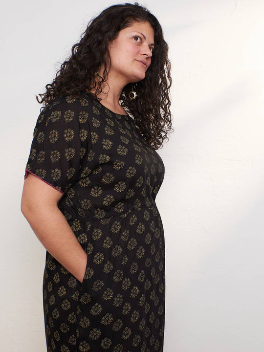 Aimee Maxi Dress Floral Stamp Black