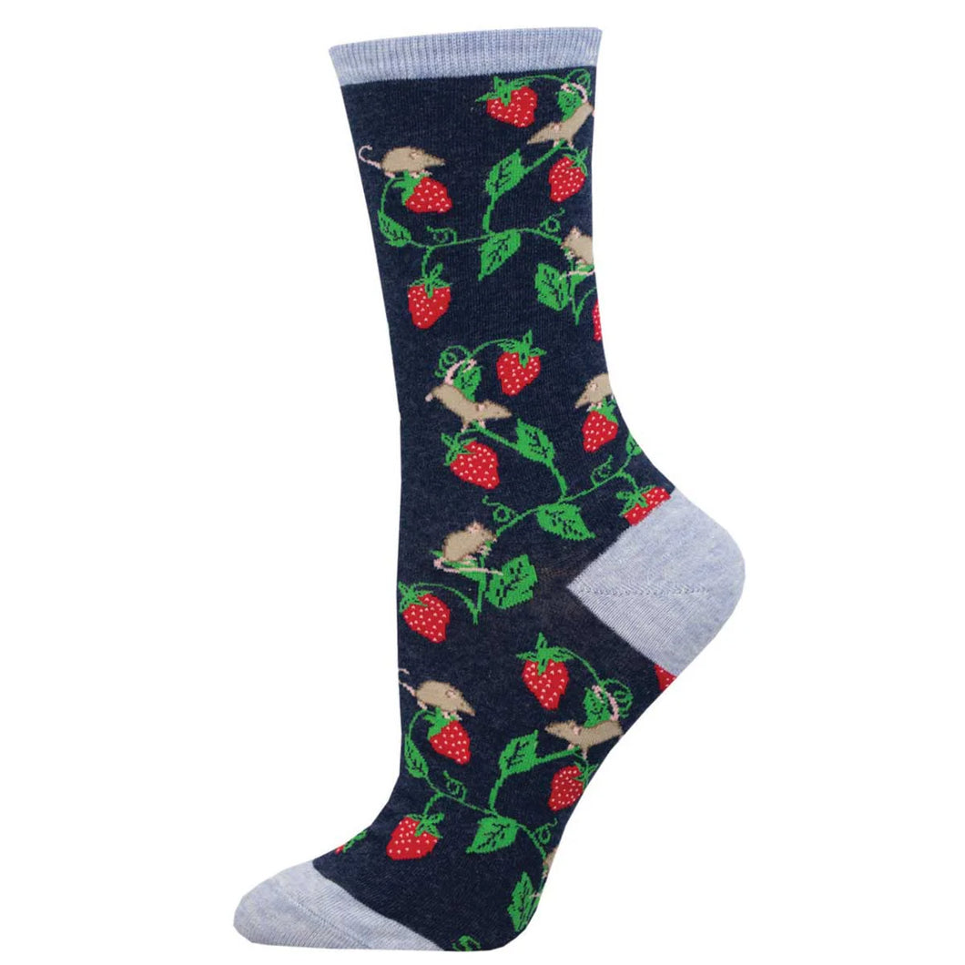 Berry Mice - Graphic Cotton Crew Socks - Women