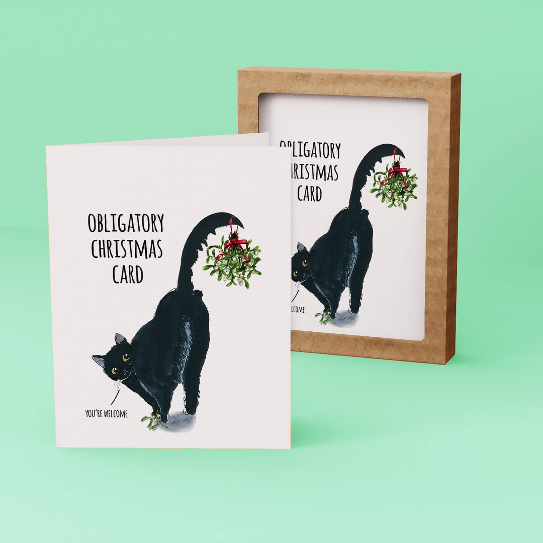6-pack Black Cat Obligatory Christmas Card Set - Box Set