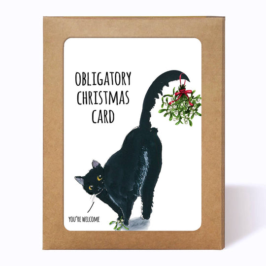 6-pack Black Cat Obligatory Christmas Card Set - Box Set