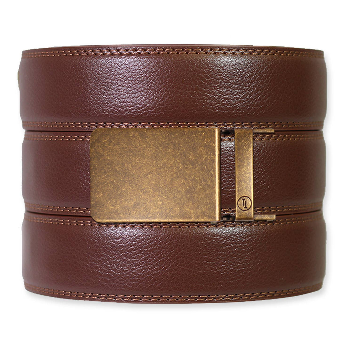 Chestnut Leather Ratchet Belt &amp; Buckle Set