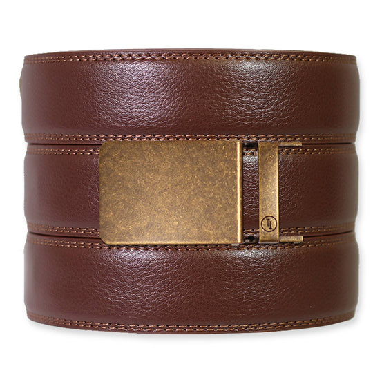 Chestnut Leather Ratchet Belt &amp; Buckle Set