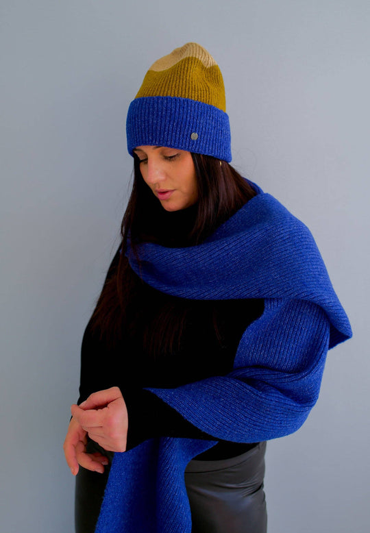 Sustainability Edition Solid Knit Recycled Scarf: Royal blue
