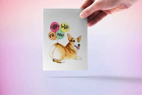 Corgi Butt Balloon - Funny Birthday Card