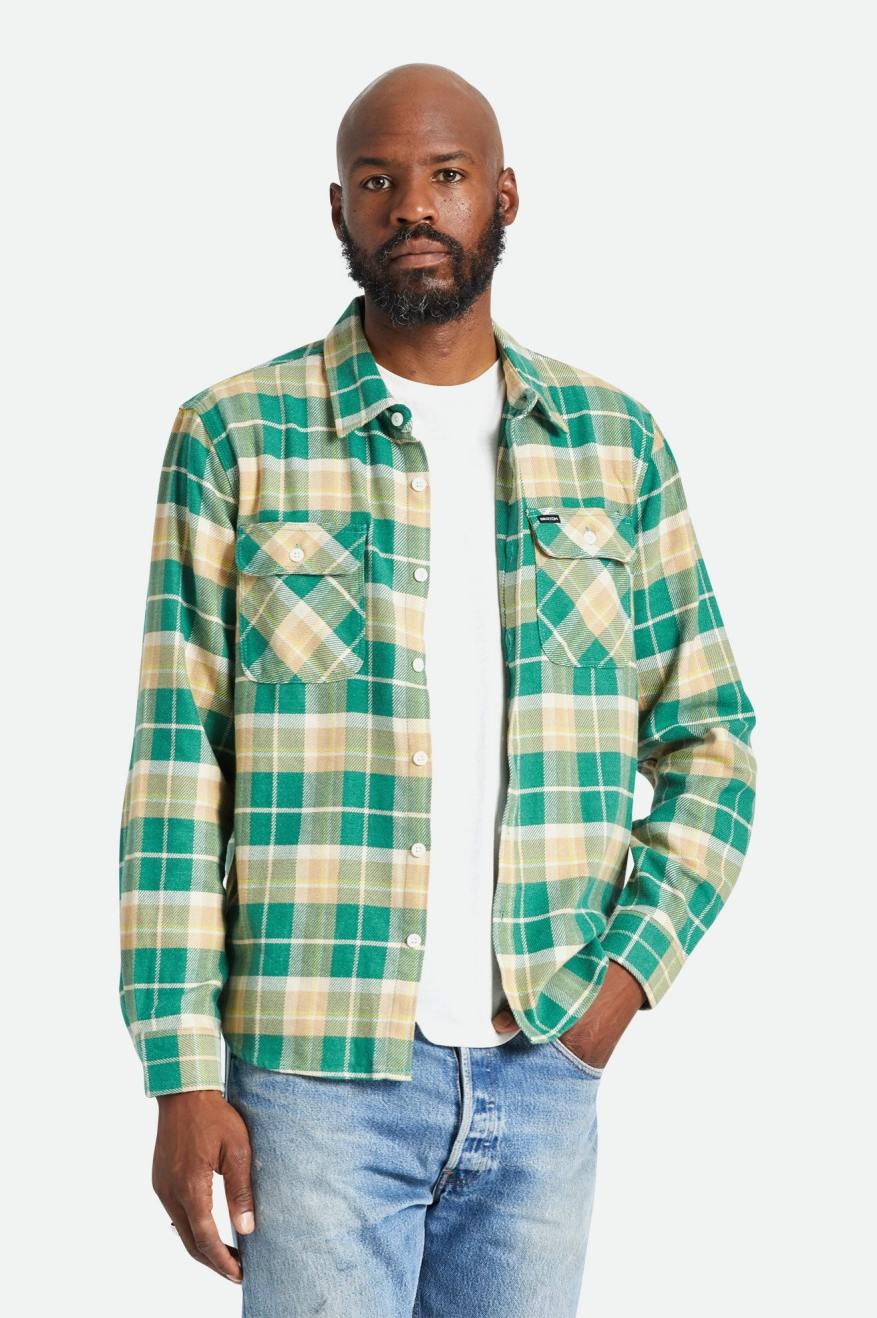 Bowery Flannel - Washed Pine Needle/Washed Golden Brown/Off White