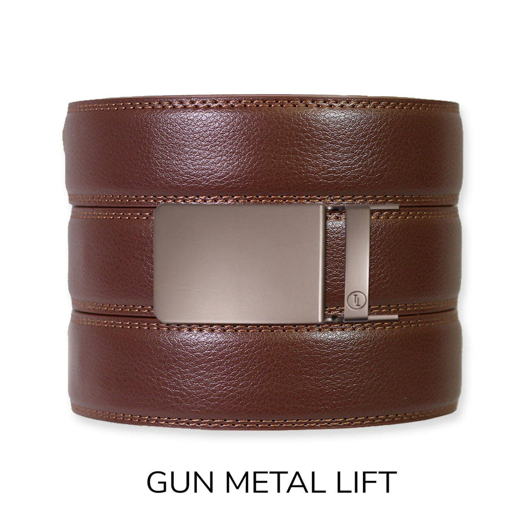 Chestnut Leather Ratchet Belt &amp; Buckle Set