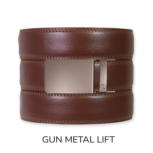 Chestnut Leather Ratchet Belt &amp; Buckle Set