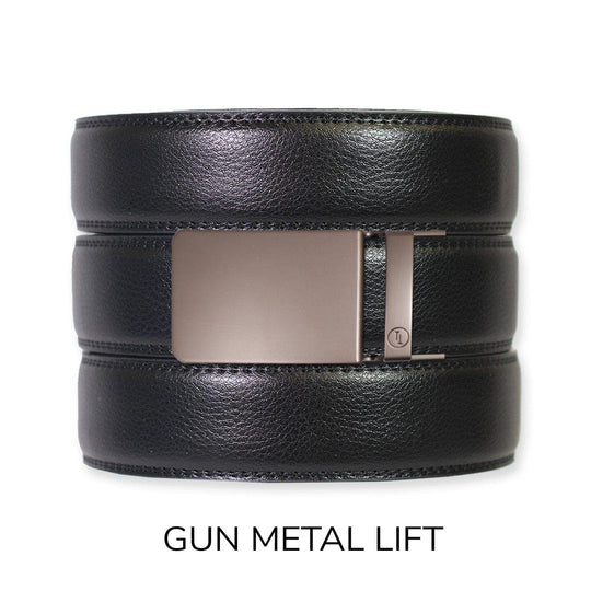 Black Leather Ratchet Belt &amp; Buckle Set