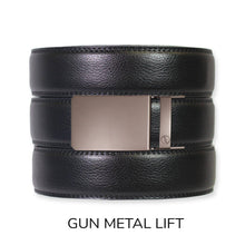 Load image into Gallery viewer, Black Leather Ratchet Belt &amp; Buckle Set

